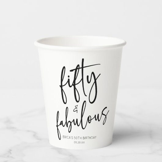 Gobelets En Papier Cinquante et fabuleux Minimal 50e fête d'anniversa (Recto)