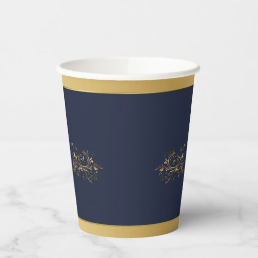 Gobelets En Papier Cinquantième anniversaire Mariage de la Marine ble (Gauche)