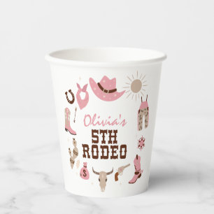 Gobelets En Papier Cinquième Rodéo Rose Occidental Cow-boy 5ème Anniv