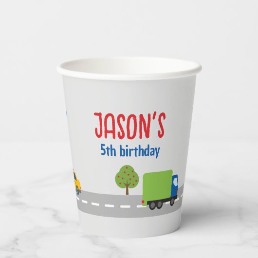 Gobelets En Papier Circulation urbaine gris mignon Fête d'anniversair (Verso)