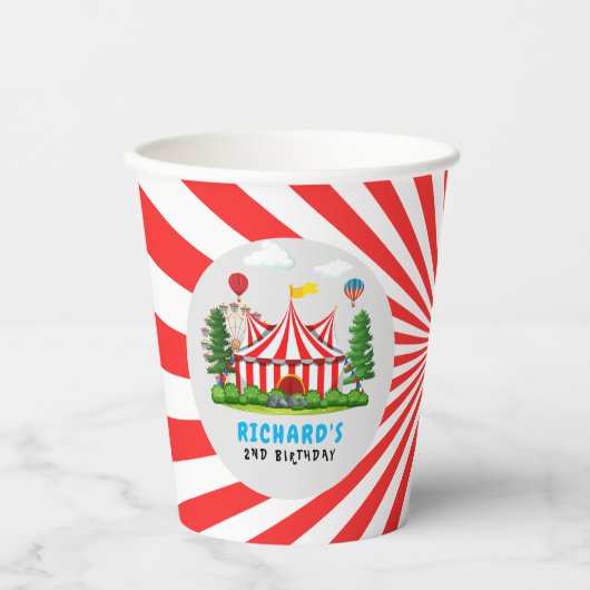 Gobelets En Papier Cirque Carnaval Thème Anniversaire Fête (Recto)