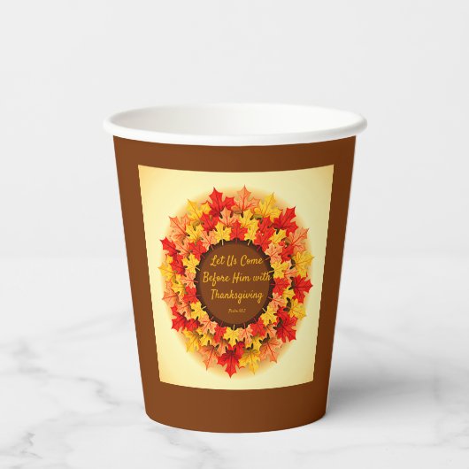 Gobelets En Papier Citation Bible Automne Feuilles Thanksgiving (Verso)