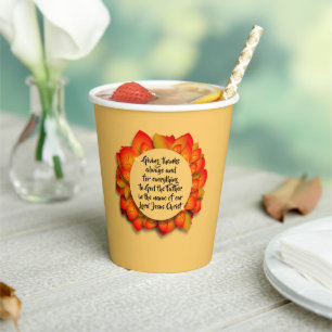 Gobelets En Papier Citation Bible Thanksgiving Autumn Leaf
