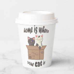 Gobelets En Papier Citation drôle Accueil est où est votre chat