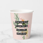 Gobelets En Papier Citation Et Fleurs Modernes De Motivation Positive (Verso)