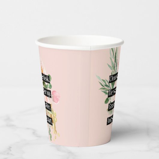 Gobelets En Papier Citation Et Fleurs Modernes De Motivation Positive (Droite)