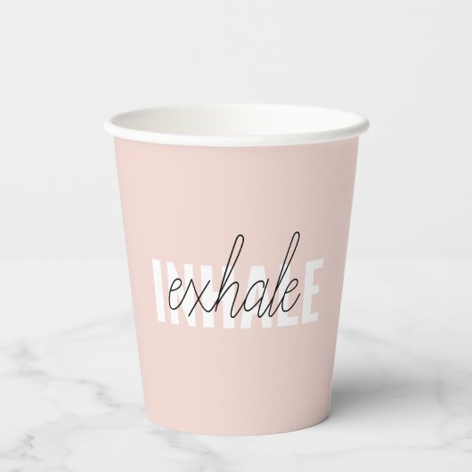 Gobelets En Papier Citation moderne Pastel Pink Inhale Exhale (Verso)