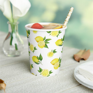 Gobelets En Papier Citron Baby shower Cute Aquarelle Citrus Motif