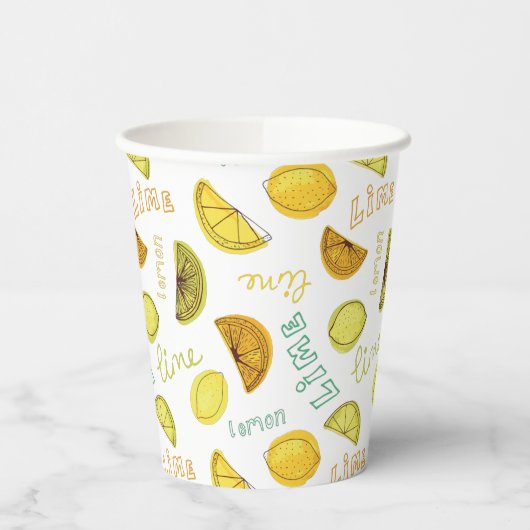 Gobelets En Papier Citron et citron vert Motif (Gauche)