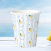 Gobelets En Papier Citron jaune méditerranéen et vaches bleues