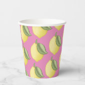 Gobelets En Papier Citron rose Coupes en papier d'anniversaire (Recto)