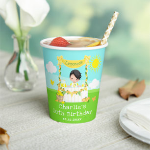 Gobelets En Papier Citronade Stand Birthday Black Hair Boy