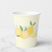 Gobelets En Papier Citrons d'été À damiers frais (Verso)