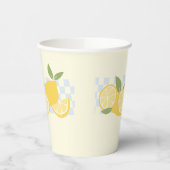 Gobelets En Papier Citrons d'été À damiers frais (Gauche)