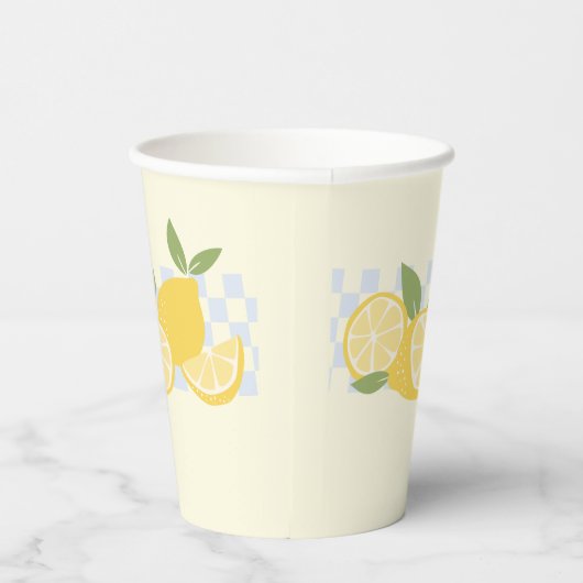 Gobelets En Papier Citrons d'été À damiers frais (Droite)