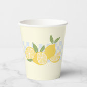 Gobelets En Papier Citrons d'été À damiers frais (Recto)