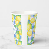 Gobelets En Papier Citrons et En vichy bleu Verre personnalisé (Gauche)