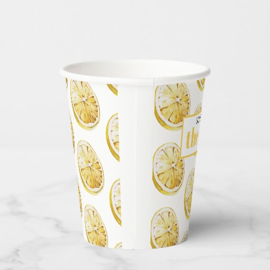 Gobelets En Papier Citrons Jaunes Modernes Motif & Squeeze La Journée (Droite)
