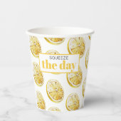 Gobelets En Papier Citrons Jaunes Modernes Motif & Squeeze La Journée (Recto)