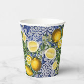 Gobelets En Papier Citrons méditerranéens Carreaux portugais d'été (Droite)