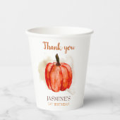 Gobelets En Papier Citrouille 1er anniversaire Merci automne Hallowee (Recto)