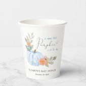 Gobelets En Papier Citrouille Aquarelle bébé garçon douche (Recto)