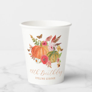 Gobelets En Papier Citrouille Automne Fleur sauvage Floral 100e anniv