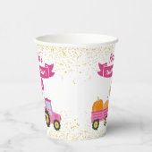 Gobelets En Papier Citrouille Automne Pink Tracteur Anniversaire (Droite)