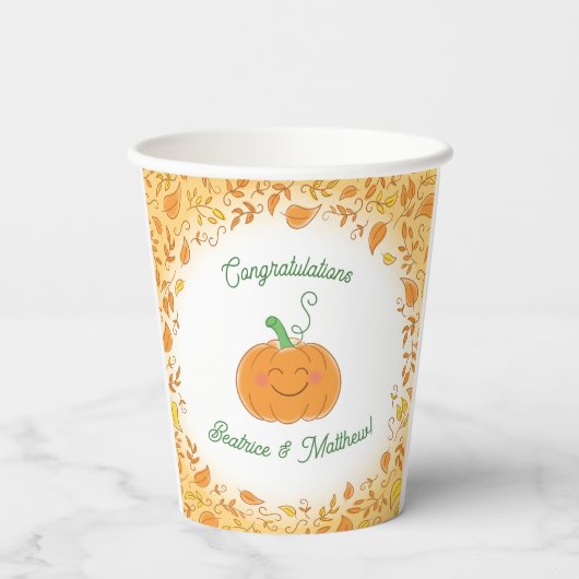 Gobelets En Papier Citrouille Baby shower mignon automne (Verso)