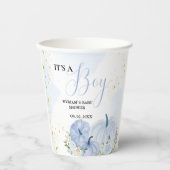 Gobelets En Papier Citrouille bleu automne Floral Boy Baby shower (Recto)