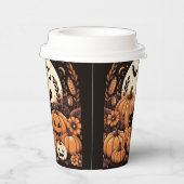 Gobelets En Papier Citrouille, Chats noirs, Chats et Pleines lunes (Droite)