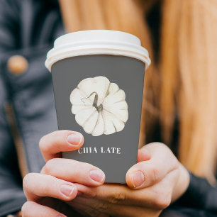 Gobelets En Papier Citrouille citrouille d'aquarelle épice  blanc et 