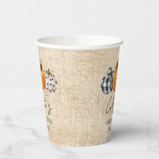 Gobelets En Papier Citrouille d'automne Baby shower Sunflower Burlap (Gauche)