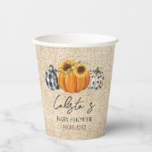 Gobelets En Papier Citrouille d'automne Baby shower Sunflower Burlap (Recto)