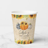 Gobelets En Papier Citrouille d'automne Baby shower Sunflower Burlap (Verso)