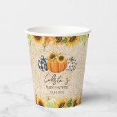 Gobelets En Papier Citrouille d'automne Baby shower Sunflower Burlap (Recto)