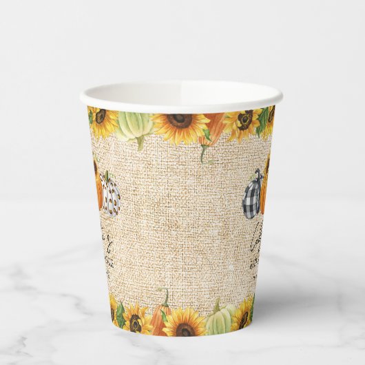 Gobelets En Papier Citrouille d'automne Sunflower Burlap Baby Sprinkl (Gauche)