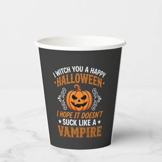 Gobelets En Papier Citrouille de vampire drôle d'Halloween (Recto)