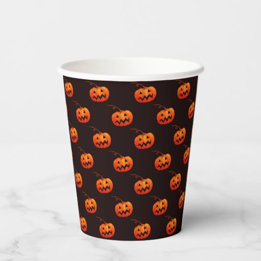 Gobelets En Papier Citrouille D'Halloween, Citrouille Orange Trou Ou (Verso)