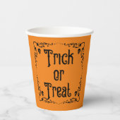 Gobelets En Papier Citrouille d'Halloween Orange et Black Trick ou Tr (Recto)