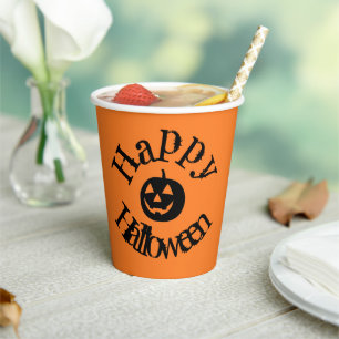 Gobelets En Papier Citrouille d'Halloween Orange moderne