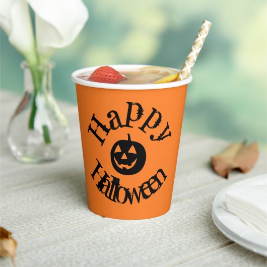Gobelets En Papier Citrouille d'Halloween Orange moderne (Insitu)