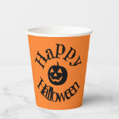 Gobelets En Papier Citrouille d'Halloween Orange moderne (Recto)