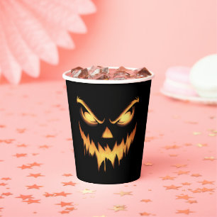Gobelets En Papier Citrouille effrayante Jack O Lantern Visage Hallow