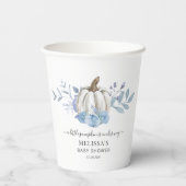 Gobelets En Papier Citrouille Floral Baby shower Dusty Blue (Verso)