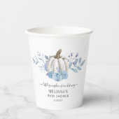 Gobelets En Papier Citrouille Floral Baby shower Dusty Blue (Recto)