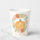 Gobelets En Papier Citrouille Floral Chute en Amour Fête des mariées (Verso)