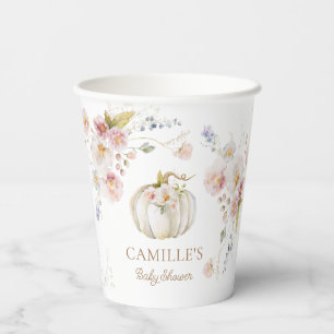 Gobelets En Papier Citrouille Floral Girl Baby shower
