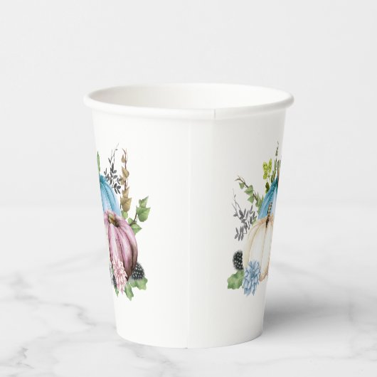 Gobelets En Papier Citrouille Genre révéler Citrouilles bleu rose (Droite)