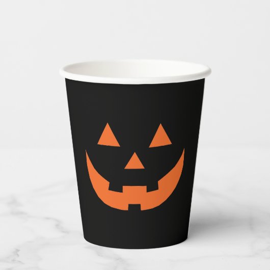 Gobelets En Papier Citrouille Halloween orange et noir Jack-o'-lanter (Verso)